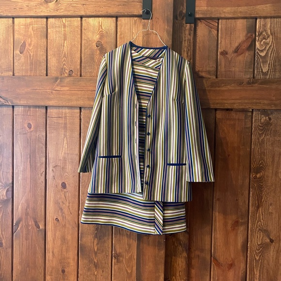 Vintage Jantzen Striped Dress and Jacket Set - Picture 1 of 9